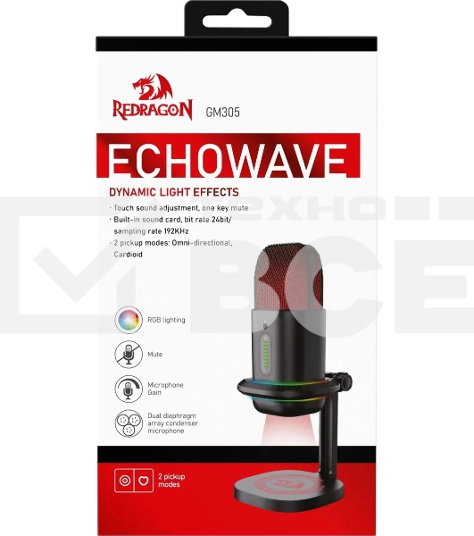 Игровой стрим микрофон Redragon Echowave GM305 USB,омнидир/кардиоид,подсветка_1
