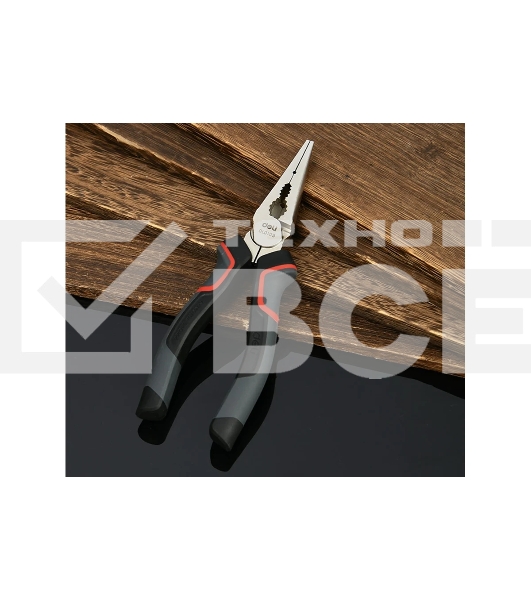 Удлиненные плоскогубцы Deli DL0103 160 мм, Cr-V, эксцентриковый шарнир, антикоррозийное покрытие, трехкомпонентная прорезиненная рукоять