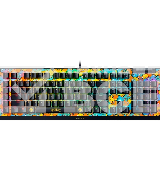 Клавиатура Razer BlackWidow V4 X Green Switch Pokemon Kanto Starters Edition проводная, USB Type-A, желтый