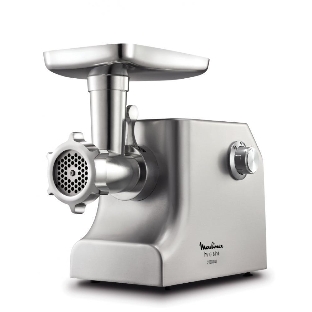 Мясорубка электрическая Moulinex ME858D32 серебристый, 2100 Вт, 5.5 кг/мин, реверс, защита от перегрузки, насадки - 8