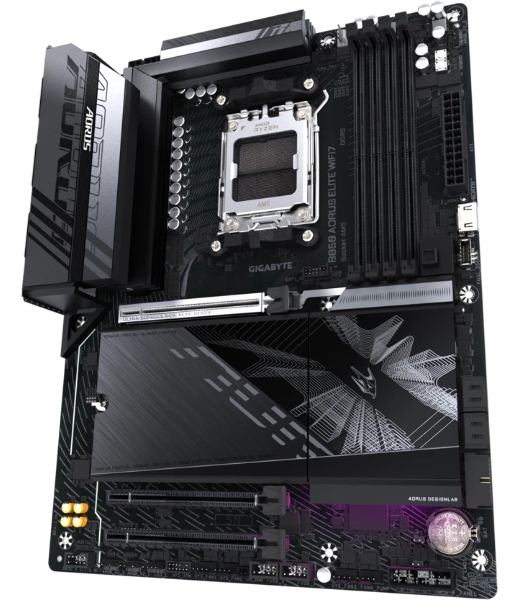 Материнская плата Gigabyte B850 AORUS ELITE WIFI7 rev. 1.1, AM5, AMD B850, 4xDDR5, 4xSATA, 3xM.2, 1xPCIe 5.0 x16, 2xPCIe 3.0 x16, 1xDP, 1x2.5Gb LAN, Wi-Fi 7, Bluetooth 5.4, 1xUSB-C 10Gbps, 2xUSB-A 10Gbps, 5xUSB-A 5Gbps, 4xUSB-A 2.0, 3x3.5 мм + S/PDIF оптический, 7.1, ATX