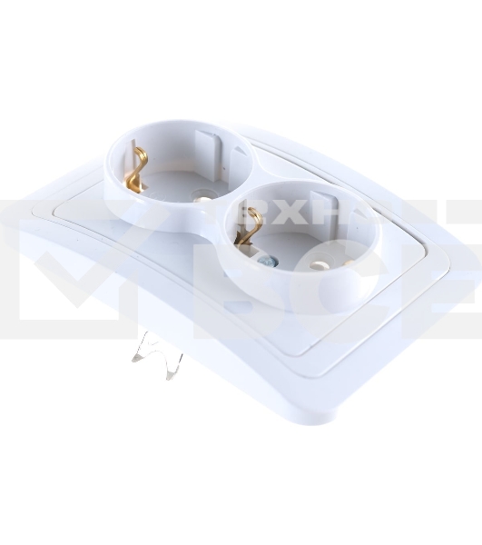 Розетка 2-м CLASSICO защ. шторки с заземл. 2128x бел. ASD / IN HOME 4690612000985
