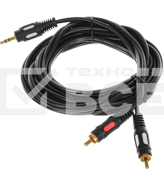Кабель-переходник акустический Premier 5-134 Jack 3.5 (m)/2хRCA (m) 3м. позолоч.конт. черный