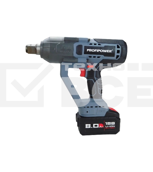 Аккумуляторный бесщеточный ударный гайковерт ProfiPower T-2500N (18В,Li-ion-1шт, 8.0А·ч, 2500Нм, З/У, в кейсе)