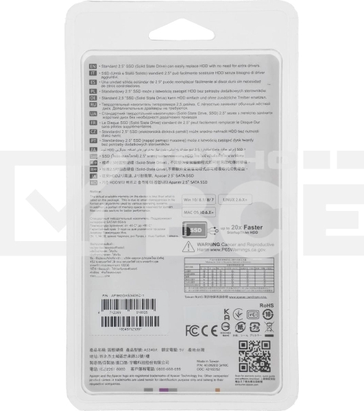 Накопитель SSD Apacer AS340X, 960Gb, 2.5