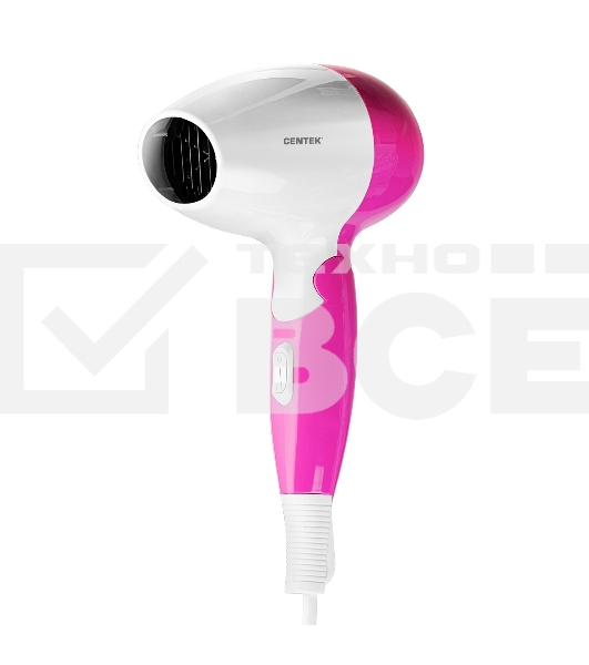 Фен Centek CT-2229 (бел/роз) 1200Вт, 2 скорости и температуры нагрева, складная ручка