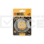 Щетка для дрели Denzel 75 мм, плоская, со шпилькой, нержавеющая витая проволока, фото3