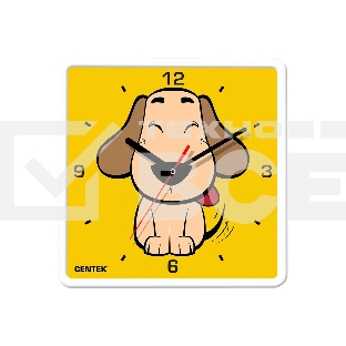 Часы настенные Centek СТ-7103 (щенок) 25х25 см, квадрат, шаговый ход, кварцевый механизм