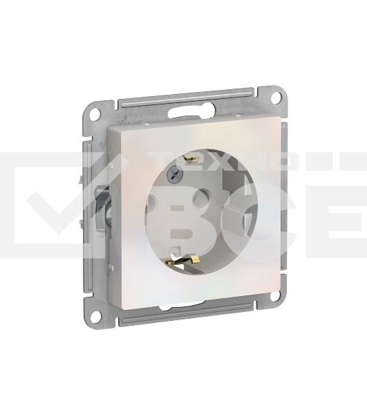 Механизм розетки 1-м СП AtlasDesign с заземл. 16А жемчуг SchE ATN000443