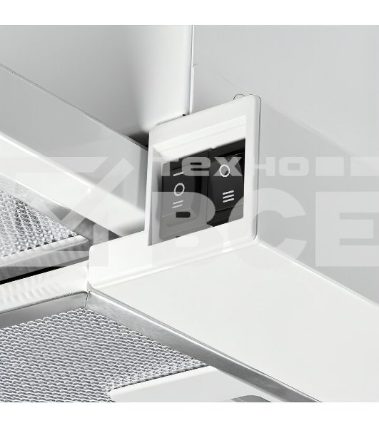 Вытяжка встраиваемая Kuppersberg SLIMLUX 60 W, ширина 55,2 см, отвод/рециркуляция, 550 м3/час, механическое кнопочное управление, 3 скорости, светодиодное освещение 2х2 Вт, металлические жироулавливающие фильтры, угольный фильтр KF-Y (опция), белый