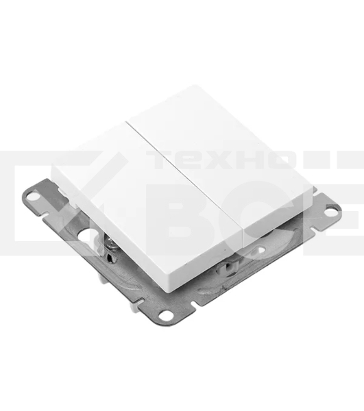 Механизм выключателя EKF UP1-SWW-21 двухклавишный, проходной, белый Эпика