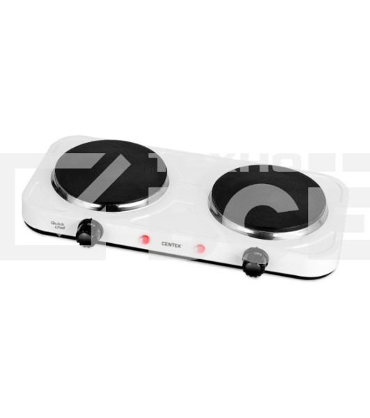 Плита настольная электрическая Centek CT-1507 белый, конфорок 2 электрических, 42 см x 5 см x 22 см
