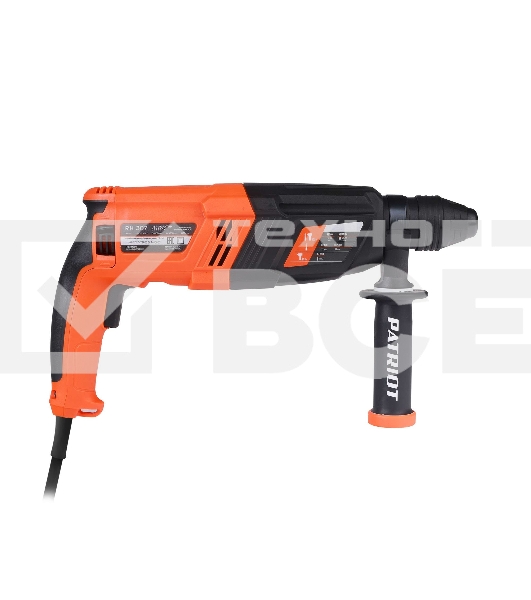 Перфоратор PATRIOT RH 307, SDS+, мощность 1125 Вт, 3.3 Дж, 3 режима работы, макс.диаметр 30мм, набор буров и долот, глубиномер, кейс