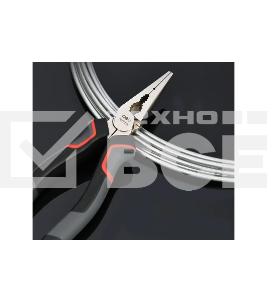 Удлиненные плоскогубцы Deli DL0103 160 мм, Cr-V, эксцентриковый шарнир, антикоррозийное покрытие, трехкомпонентная прорезиненная рукоять
