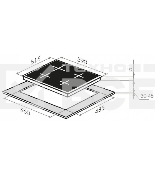 Газовая варочная панель Maunfeld EGHG.64.2CB/G, 4 конфорки, закаленное стекло, черный