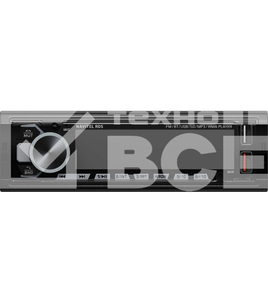 Автомагнитола Navitel RD5, 1 DIN, Bluetooth, USB Type-A, AUX, пульт ДУ