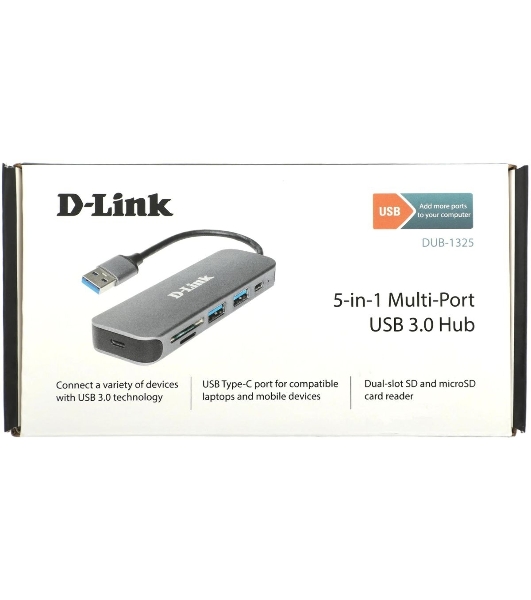USB-концентратор D-Link DUB-1325/A2A, USB 3.0, USB 3.0, SD/microSD, USB