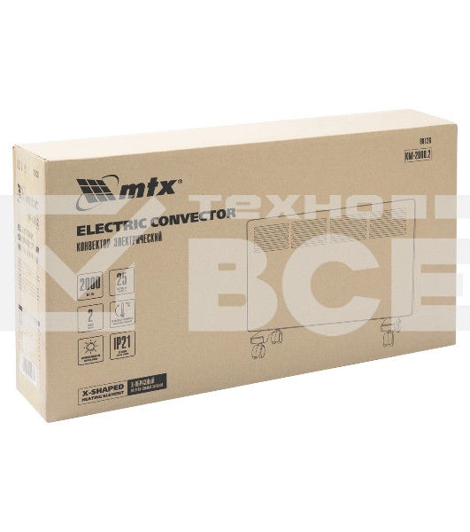 Конвектор MTX КМ-2000.2 белый, 2000 Вт, 25 м2, термостат