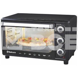 Мини-печь Sakura SA-7000BP 27л, духовка 1500Вт, механ.управление, чёрный
