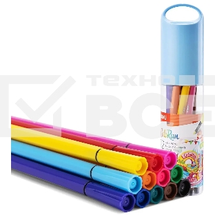 Фломастеры Deli EC156-12 ColoRun 12цв. пластиковая туба