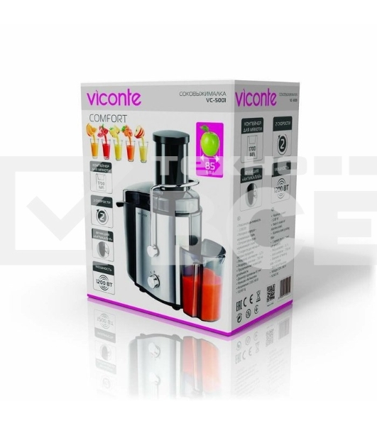 Соковыжималка центробежная Viconte VC-5001 1200 Вт, 0.75 л, серебристый/черный