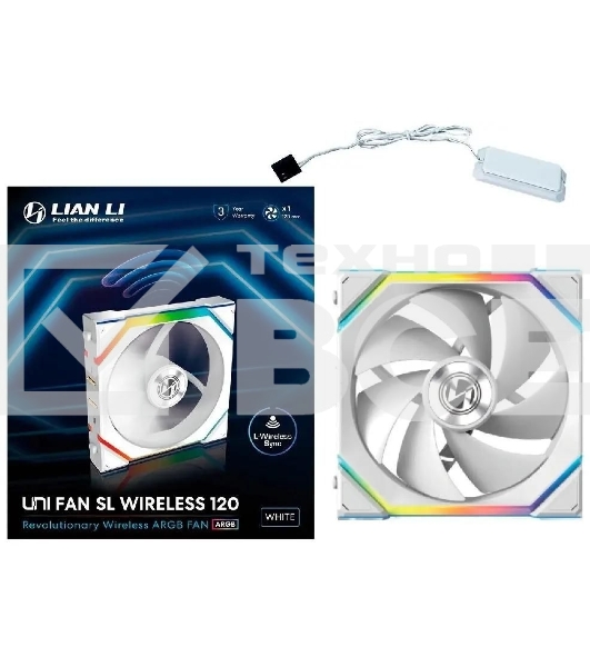 Вентилятор для корпуса Lian Li Uni Fan SL Wireless 120 ARGB белый, 120 мм, 2000 об/мин, 28.5 дБ, 4 pin
