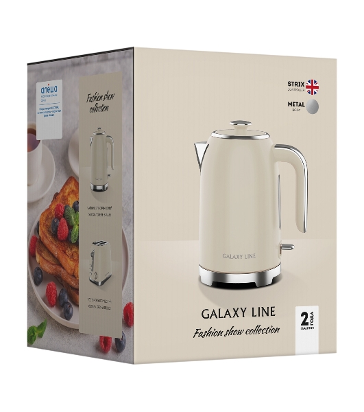 Чайник электрический Galaxy Line GL 0348 1.7л. 2200Вт кремовый корпус: нерж.сталь (ГЛ0348Л)