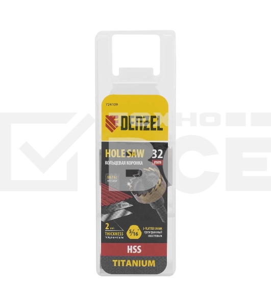 Коронка по металлу Denzel HSS, 32 мм, нитридтитановое покрытие
