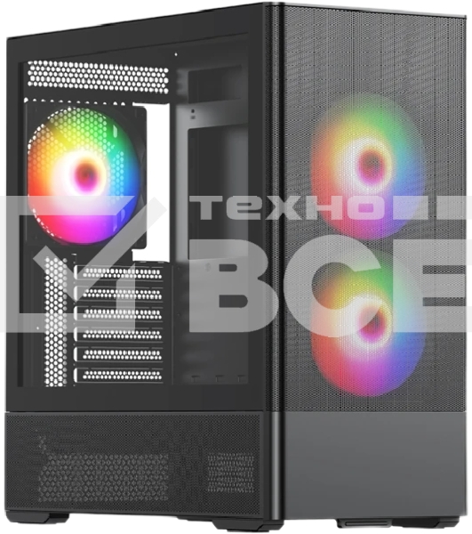 Компьютерный корпус без блока питания Case HSPD M712, Mesh Mid Tower, Black, TG, 0.6 SPCC, no fans, E-ATX, ATX, mATX, mITX, 175/410/160мм, 2x2.5