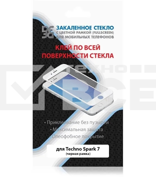 Защитное стекло для экрана DF tColor-04 для Tecno Spark 7 2.5D, 1 шт, черный df tcolor-04 (black)