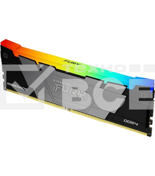 Оперативная память Kingston Fury Renegade, DDR4, 8GB (1x8GB), 3600MHz, CL16, с радиатором, RGB, серебристый/черный
