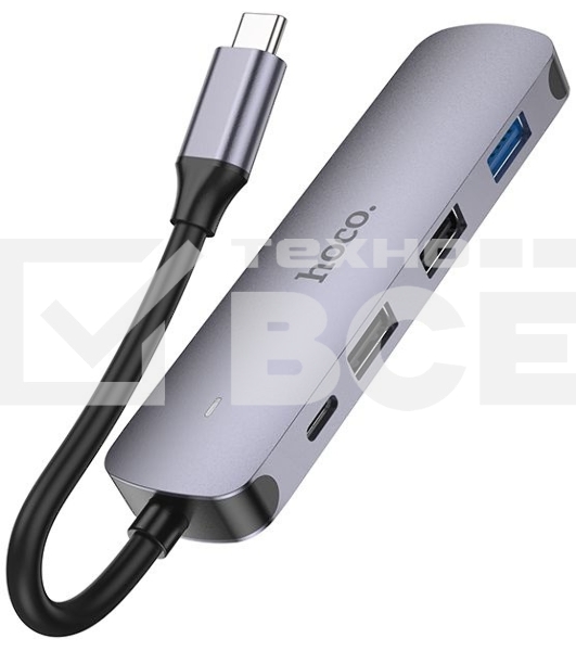 Разветвитель USB-C Hoco HB27 4порт. серый
