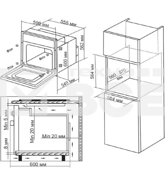 Духовой шкаф электрический Hyundai 6006.03 BG черное стекло