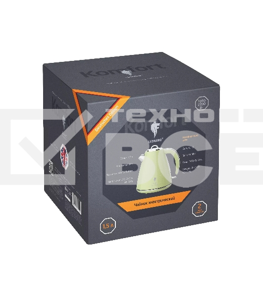 Чайник электрический LEONORD LE-1906/2 RETRO, 2200 Вт, 1.5 л, оливковый