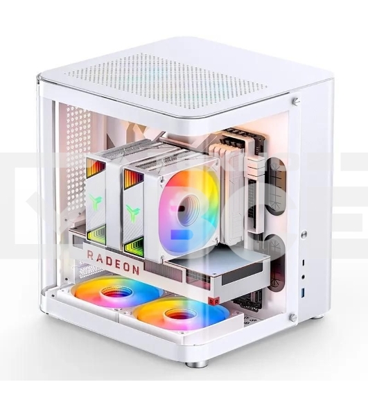 Корпус без блока питания JONSBO TK-1, Mini-Tower, TG, no fan, 1xUSB-A 3.2 + 1xUSB-C 3.2, mATX, mITX White