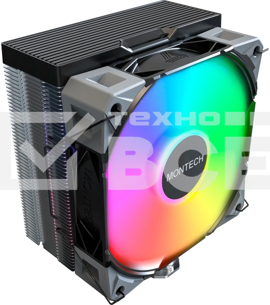 Устройство охлаждения(кулер) Montech NX400 ARGb Soc-AM5/AM4/1200/1700/1851 черный 4-pin 34.17dB Al+Cu 220W Ret (NX400ARGbBK)