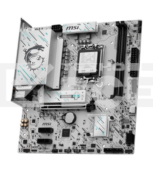 Материнская плата MSI H810M GAMING WIFI6E, LGA1851, Intel H810, 2xDDR5, 4xSATA, 1xM.2, 1xPCIe 5.0 x16, 2xPCIe 3.0 x1, 1xDP, 1xHDMI, 1x5Gb LAN, Wi-Fi 6E, Bluetooth 5.3, 1xUSB-C 20Gbps, 2xUSB-A 5Gbps, 4xUSB-A 2.0, 3x3.5 мм, 7.1, mATX