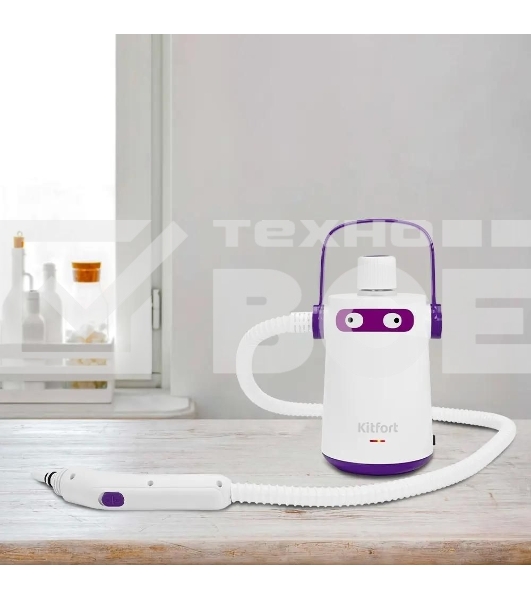 Пароочиститель ручной Kitfort КТ-9109-1 1000Вт белый/фиолетовый
