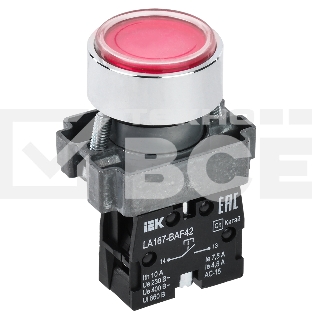 Кнопка LA167-BAF42 d=22мм 1р красная IEK