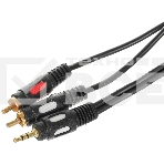 Кабель-переходник акустический Premier 5-134 Jack 3.5 (m)/2хRCA (m) 3м. позолоч.конт. черный, фото3