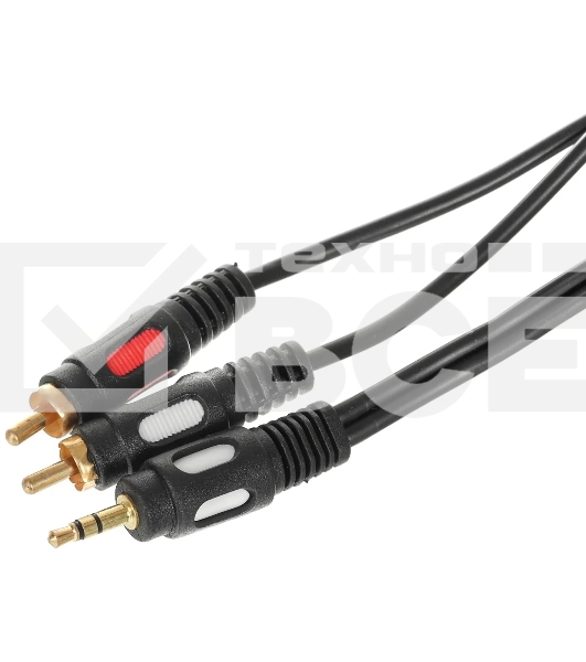 Кабель-переходник акустический Premier 5-134 Jack 3.5 (m)/2хRCA (m) 3м. позолоч.конт. черный