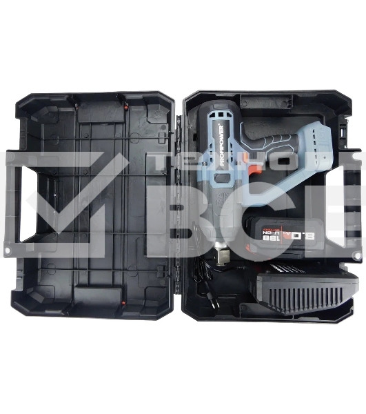 Аккумуляторный бесщеточный ударный гайковерт ProfiPower T-2500N (18В,Li-ion-1шт, 8.0А·ч, 2500Нм, З/У, в кейсе)