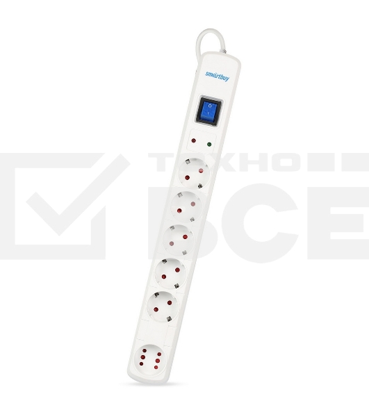 Сетевой фильтр Smartbuy (SBSP-50W-Pro) - 6 роз х 5,0 м - белый