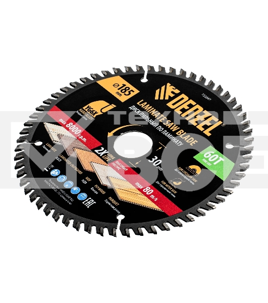 Пильный диск по ламинату Denzel ф185 х 30 мм, 60 зубьев 733847