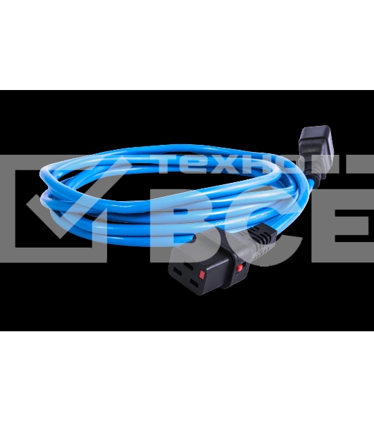 Шнур питания с фиксатором REM IEC 60320 C19/IEC 60320 C20, 16 А/250 В (3 x 1,5), длина 1,8 м, синий R-16-Cord-C19-C20-1.8-Blue
