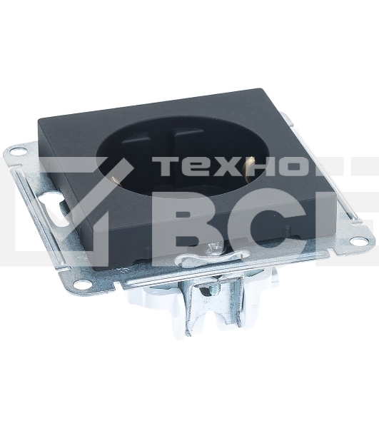 Механизм розетки 1-м СП AtlasDesign с заземл. 16А карбон SchE ATN001043