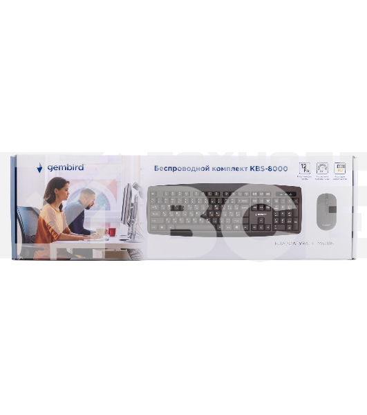 Комплект клавиатура+мышь Gembird KBS-8000 беспроводной, USB, 1600 DPI, чёрный
