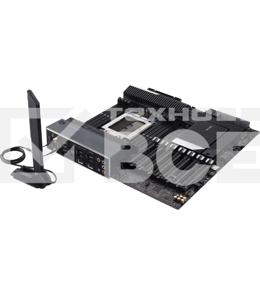Материнская плата ASUS Pro WS WRX80E-SAGE SE WIFI II, sWRX8, AMD WRX80, 8xDDR4, 8xSATA, 3xM.2, 7xPCI-E 4.0 x16, 2xRJ-45 10Gb, 8xUSB 3.2 Gen 2, 1xUSB 3.2 Gen 2, 1xUSB 3.2 Gen 2x2, 5x3.5 мм, 7.1, E-ATX