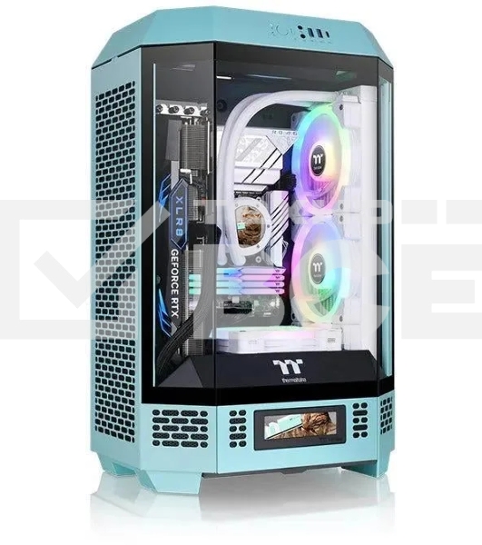 Компьютерный корпус Thermaltake The Tower 300 Turquoise голубой без БП miniITX 7x120mm 5x140mm 2xUSB3.0 audio bott PSU