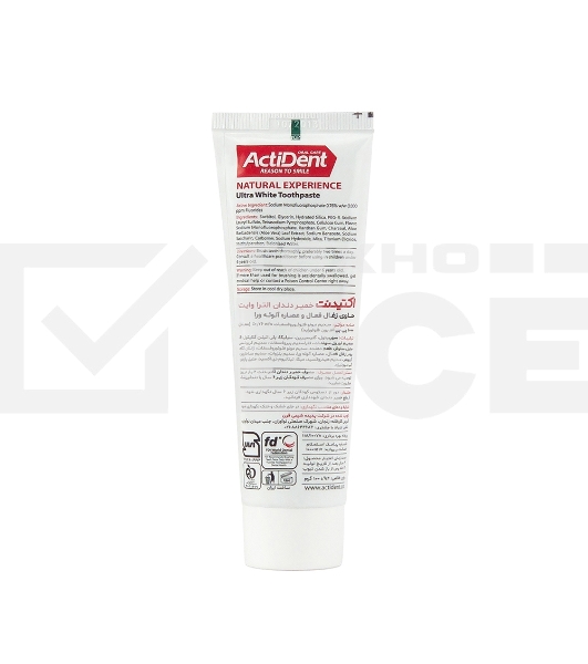 Зубная паста Active ACTIDENT отбеливающая Уголь и Алоэ вера Ultra White, без парабенов 100 г (512901006)